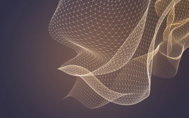 Çokgen alanı düşük Poli koyu arka plan, 3d render