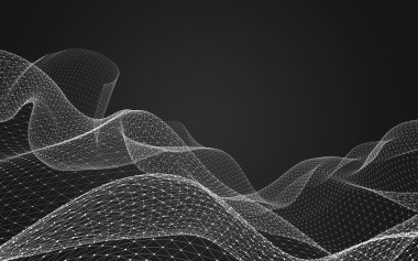 Çokgen alanı düşük Poli koyu arka plan, 3d render