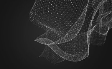 Çokgen alanı düşük Poli koyu arka plan, 3d render