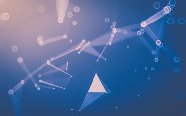 Çokgen alanı düşük Poli koyu arka plan, 3d render