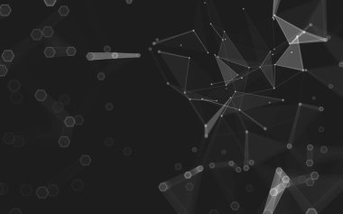 Çokgen alanı düşük Poli koyu arka plan, 3d render