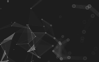 Çokgen alanı düşük Poli koyu arka plan, 3d render