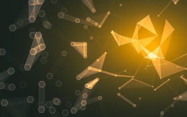 Çokgen alanı düşük Poli koyu arka plan, 3d render