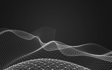 Çokgen alanı düşük Poli koyu arka plan, 3d render