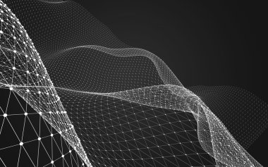 Çokgen alanı düşük Poli koyu arka plan, 3d render