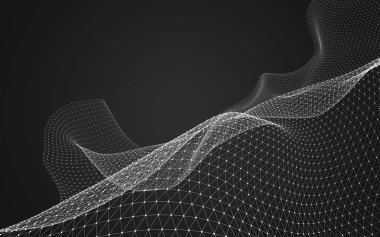 Çokgen alanı düşük Poli koyu arka plan, 3d render