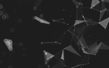 Çokgen alanı düşük Poli koyu arka plan, 3d render