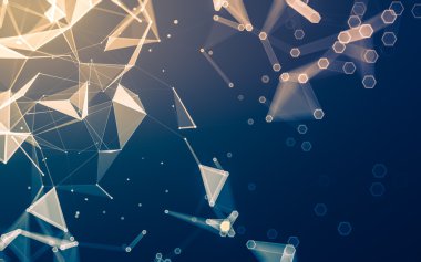 Çokgen alanı düşük Poli koyu arka plan, 3d render