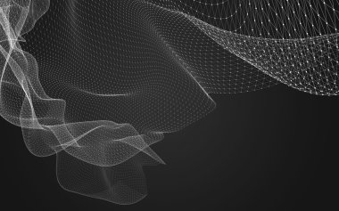 Çokgen alanı düşük Poli koyu arka plan, 3d render