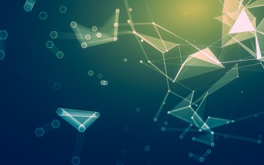 Çokgen alanı düşük Poli koyu arka plan, 3d render