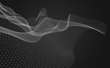 Çokgen alanı düşük Poli koyu arka plan, 3d render