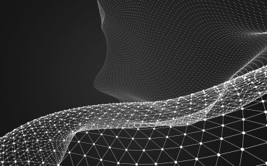 Çokgen alanı düşük Poli koyu arka plan, 3d render