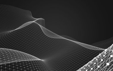 Çokgen alanı düşük Poli koyu arka plan, 3d render