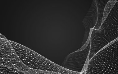 Çokgen alanı düşük Poli koyu arka plan, 3d render