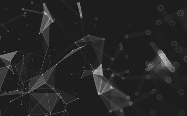 Çokgen alanı düşük Poli koyu arka plan, 3d render