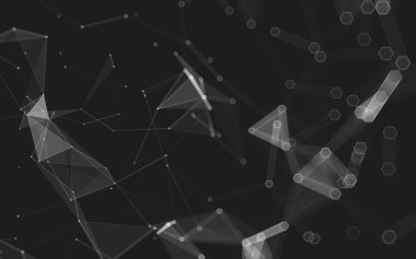 Çokgen alanı düşük Poli koyu arka plan, 3d render