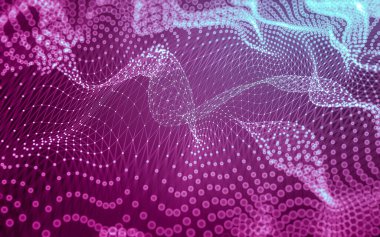 Soyut arkaplan. Çokgen şekilli molekül teknolojisi, noktaları ve çizgileri birleştiriyor. Bağlantı yapısı. Büyük veri görselleştirmesi.