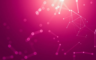 Soyut arkaplan. Çokgen şekilli molekül teknolojisi, noktaları ve çizgileri birleştiriyor. Bağlantı yapısı. Büyük veri görselleştirmesi.