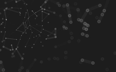 Soyut arkaplan. Çokgen şekilli molekül teknolojisi, noktaları ve çizgileri birleştiriyor. Bağlantı yapısı. Büyük veri görselleştirmesi. 