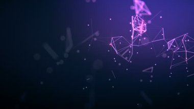 Soyut arkaplan. Çokgen şekilli molekül teknolojisi, noktaları ve çizgileri birleştiriyor. Bağlantı yapısı. Büyük veri görselleştirmesi. 