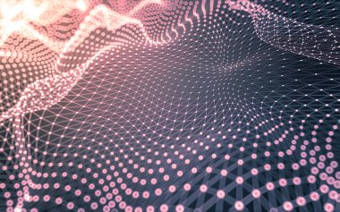 Soyut arkaplan. Çokgen şekilli molekül teknolojisi, noktaları ve çizgileri birleştiriyor. Bağlantı yapısı. Büyük veri görselleştirmesi.