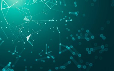 Soyut arkaplan. Çokgen şekilli molekül teknolojisi, noktaları ve çizgileri birleştiriyor. Bağlantı yapısı. Büyük veri görselleştirmesi.