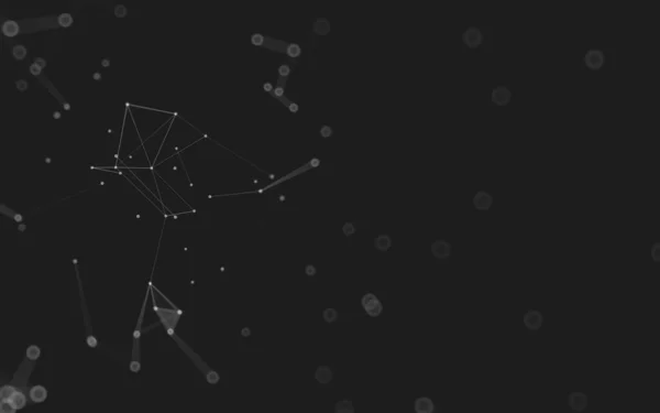 抽象的な背景 分子技術は多角形の形状を持ち 点と線を結ぶ 接続構造 ビッグデータ可視化 — ストック写真