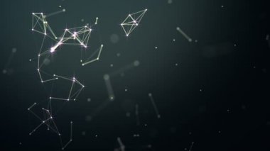 Soyut arkaplan. Çokgen şekilli molekül teknolojisi, noktaları ve çizgileri birleştiriyor. Bağlantı yapısı. Büyük veri görselleştirmesi. 