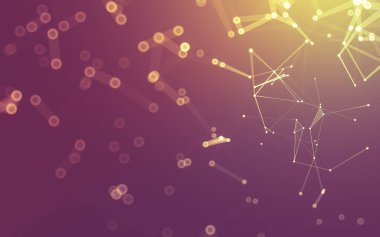 Soyut arkaplan. Çokgen şekilli molekül teknolojisi, noktaları ve çizgileri birleştiriyor. Bağlantı yapısı. Büyük veri görselleştirmesi.