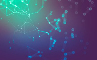 Soyut arkaplan. Çokgen şekilli molekül teknolojisi, noktaları ve çizgileri birleştiriyor. Bağlantı yapısı. Büyük veri görselleştirmesi.