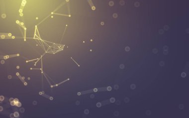 Soyut arkaplan. Çokgen şekilli molekül teknolojisi, noktaları ve çizgileri birleştiriyor. Bağlantı yapısı. Büyük veri görselleştirmesi.