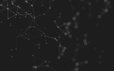 Soyut arkaplan. Çokgen şekilli molekül teknolojisi, noktaları ve çizgileri birleştiriyor. Bağlantı yapısı. Büyük veri görselleştirmesi. 