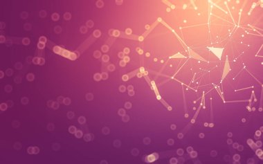 Soyut arkaplan. Çokgen şekilli molekül teknolojisi, noktaları ve çizgileri birleştiriyor. Bağlantı yapısı. Büyük veri görselleştirmesi.