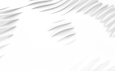 Soyut Eğri Şekiller. Beyaz Dairesel Arkaplan. Soyut arkaplan. 3d illüstrasyon