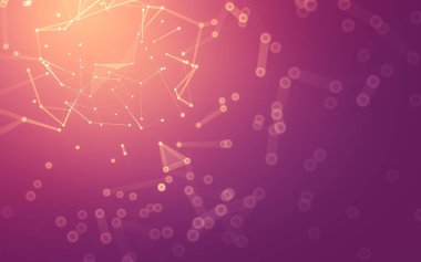 Soyut arkaplan. Çokgen şekilli molekül teknolojisi, noktaları ve çizgileri birleştiriyor. Bağlantı yapısı. Büyük veri görselleştirmesi.