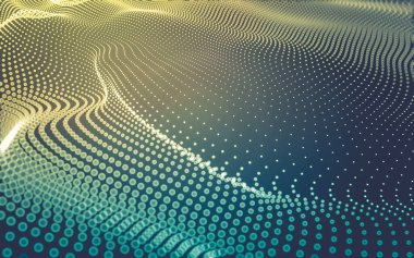 Soyut arkaplan. Çokgen şekilli molekül teknolojisi, noktaları ve çizgileri birleştiriyor. Bağlantı yapısı. Büyük veri görselleştirmesi.