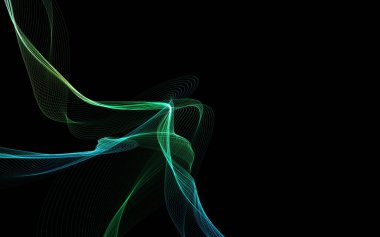 Parlayan soyut dalgalar ve soyut arkaplan ile koyu soyut arkaplan