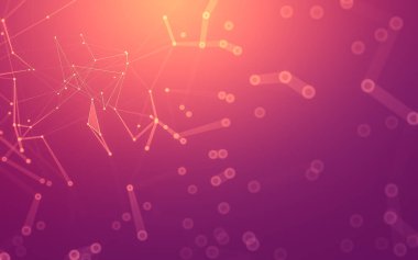 Soyut arkaplan. Çokgen şekilli molekül teknolojisi, noktaları ve çizgileri birleştiriyor. Bağlantı yapısı. Büyük veri görselleştirmesi.