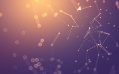 Soyut arkaplan. Çokgen şekilli molekül teknolojisi, noktaları ve çizgileri birleştiriyor. Bağlantı yapısı. Büyük veri görselleştirmesi.