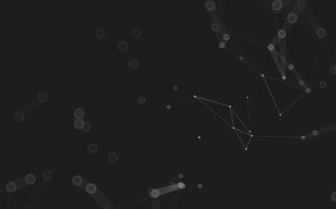 Soyut arkaplan. Çokgen şekilli molekül teknolojisi, noktaları ve çizgileri birleştiriyor. Bağlantı yapısı. Büyük veri görselleştirmesi. 