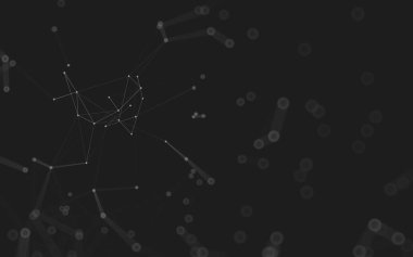 Soyut arkaplan. Çokgen şekilli molekül teknolojisi, noktaları ve çizgileri birleştiriyor. Bağlantı yapısı. Büyük veri görselleştirmesi. 