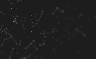 Soyut arkaplan. Çokgen şekilli molekül teknolojisi, noktaları ve çizgileri birleştiriyor. Bağlantı yapısı. Büyük veri görselleştirmesi. 