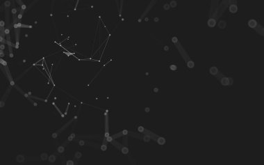 Soyut arkaplan. Çokgen şekilli molekül teknolojisi, noktaları ve çizgileri birleştiriyor. Bağlantı yapısı. Büyük veri görselleştirmesi. 