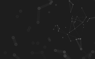 Soyut arkaplan. Çokgen şekilli molekül teknolojisi, noktaları ve çizgileri birleştiriyor. Bağlantı yapısı. Büyük veri görselleştirmesi. 