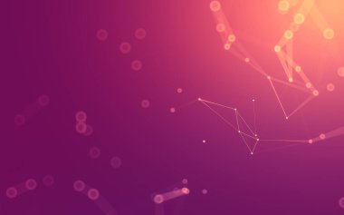 Soyut arkaplan. Çokgen şekilli molekül teknolojisi, noktaları ve çizgileri birleştiriyor. Bağlantı yapısı. Büyük veri görselleştirmesi.