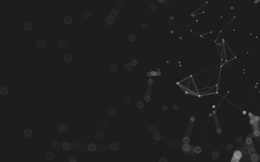 Soyut arkaplan. Çokgen şekilli molekül teknolojisi, noktaları ve çizgileri birleştiriyor. Bağlantı yapısı. Büyük veri görselleştirmesi. 