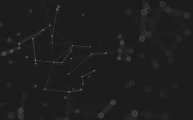 Soyut arkaplan. Çokgen şekilli molekül teknolojisi, noktaları ve çizgileri birleştiriyor. Bağlantı yapısı. Büyük veri görselleştirmesi. 