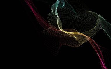 Parlayan soyut dalgalar ve soyut arkaplan ile koyu soyut arkaplan