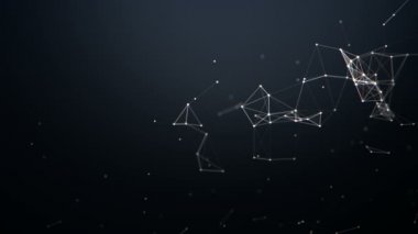 Soyut arkaplan. Çokgen şekilli molekül teknolojisi, noktaları ve çizgileri birleştiriyor. Bağlantı yapısı. Büyük veri görselleştirmesi. 