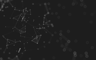 Soyut arkaplan. Çokgen şekilli molekül teknolojisi, noktaları ve çizgileri birleştiriyor. Bağlantı yapısı. Büyük veri görselleştirmesi. 